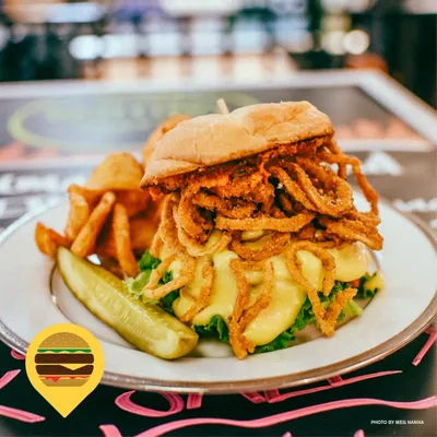 Beer N' Bacon Cheddar Fondue Burger